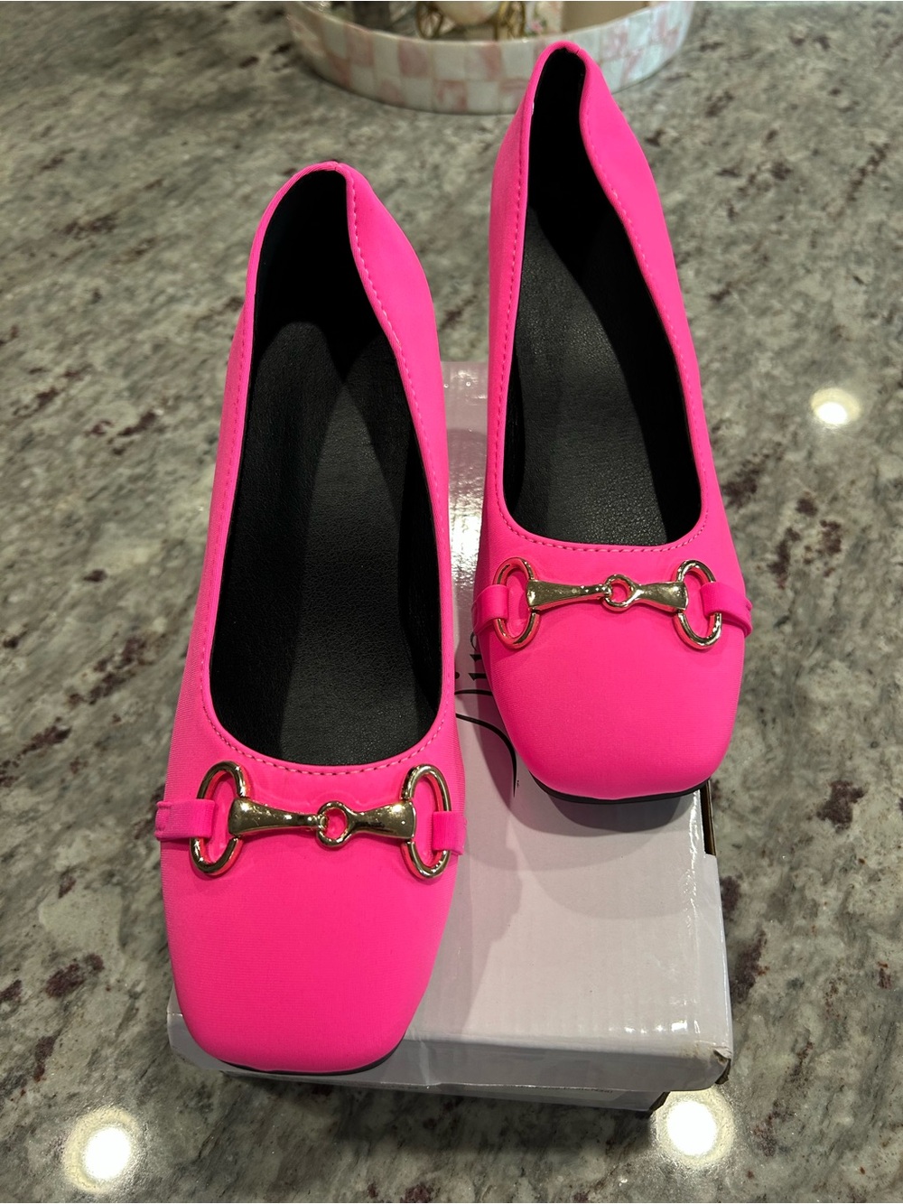 Women’s Hot Pink Heels with Gold Bit Detail